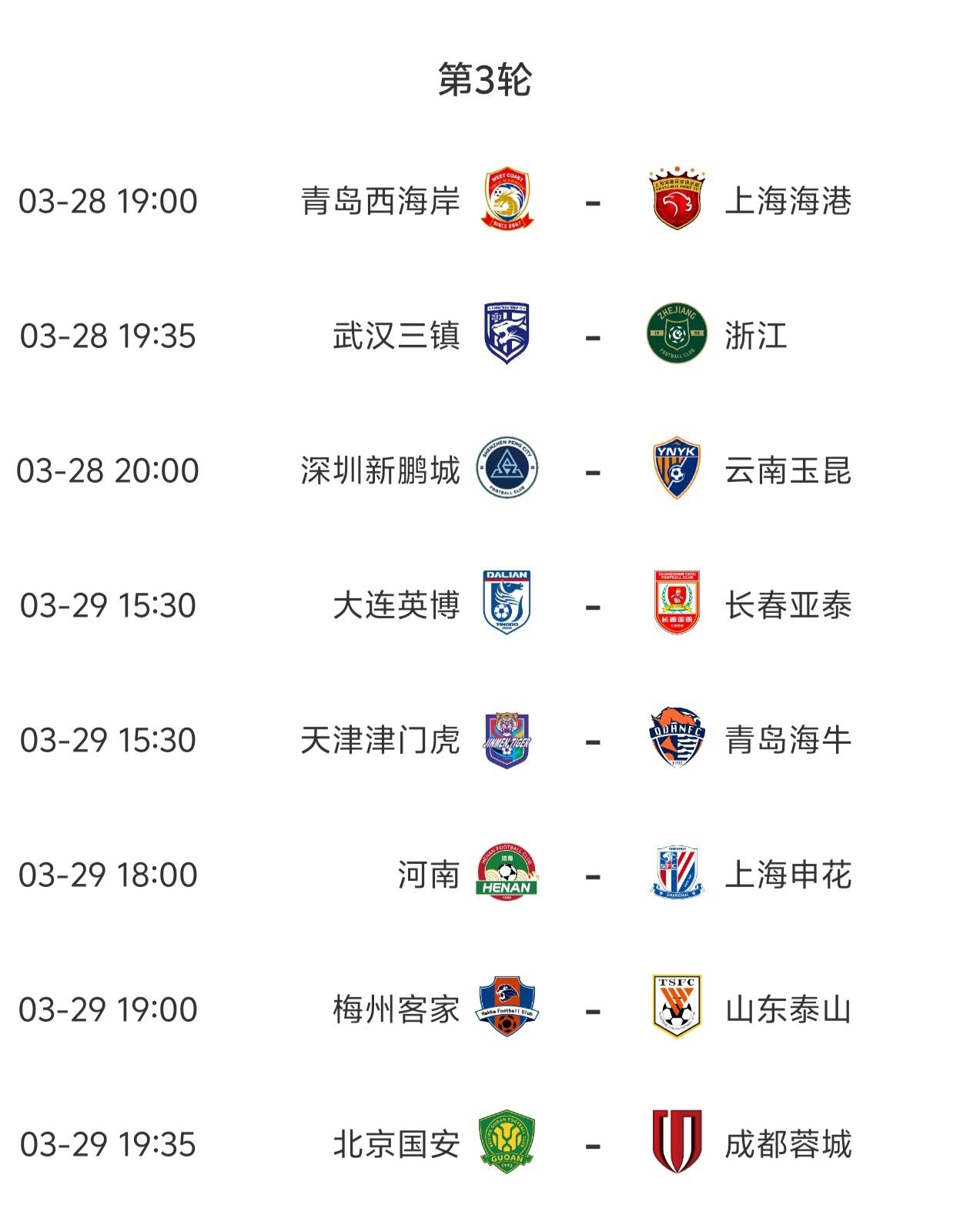 中超第3轮今晚打响赛事全预测3场焦点大战值得九游娱乐登录关注(图1)